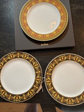 3 Versace 9" salad or sm. dinner plates I have 2 barocco and 1 medusa.
